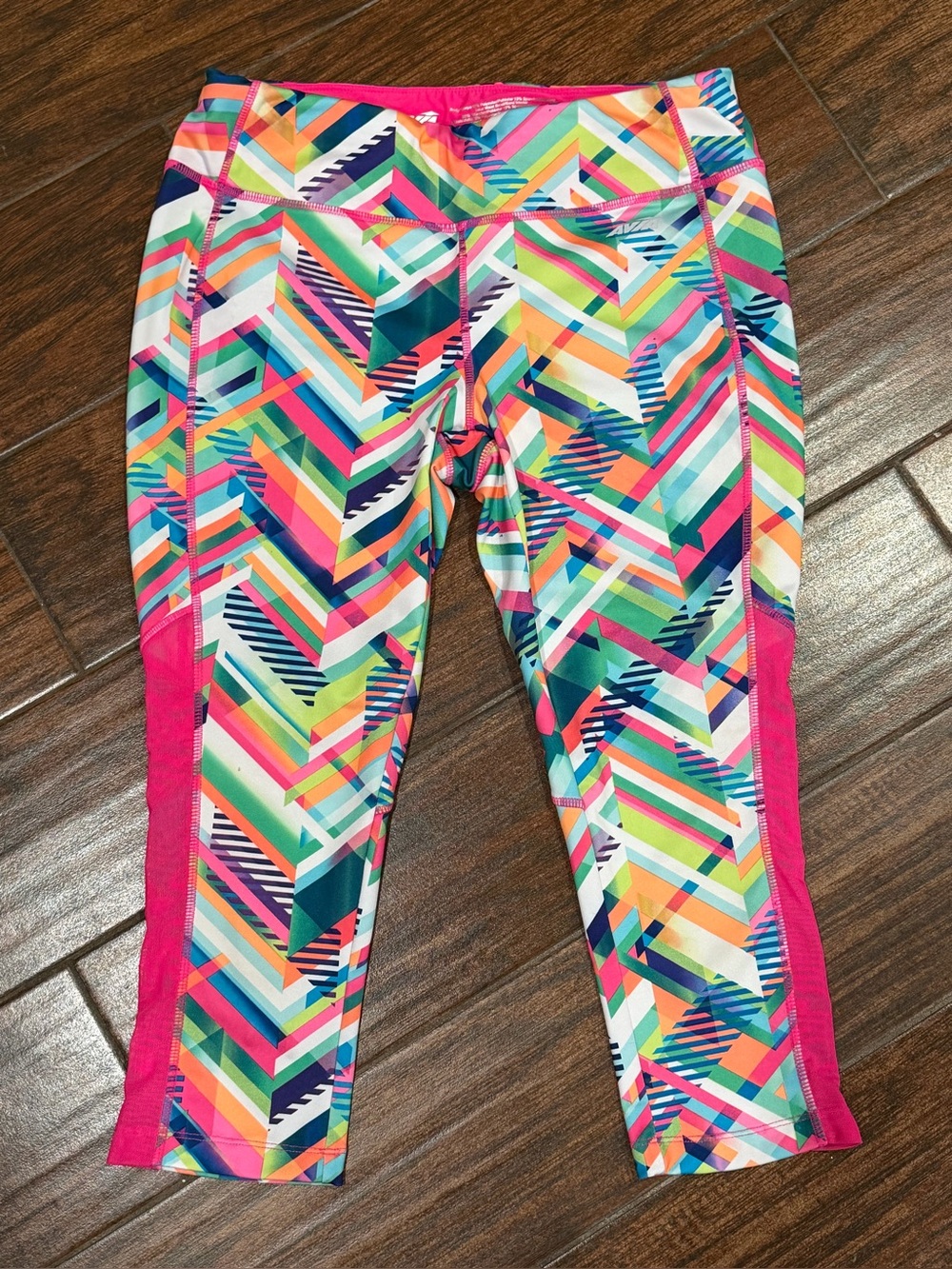 Avia Multicolor Geo Capri Leggings with Pink Panels